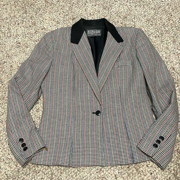 Vintage 80s wool plaid tailored blazer - Picture 1 of 10
